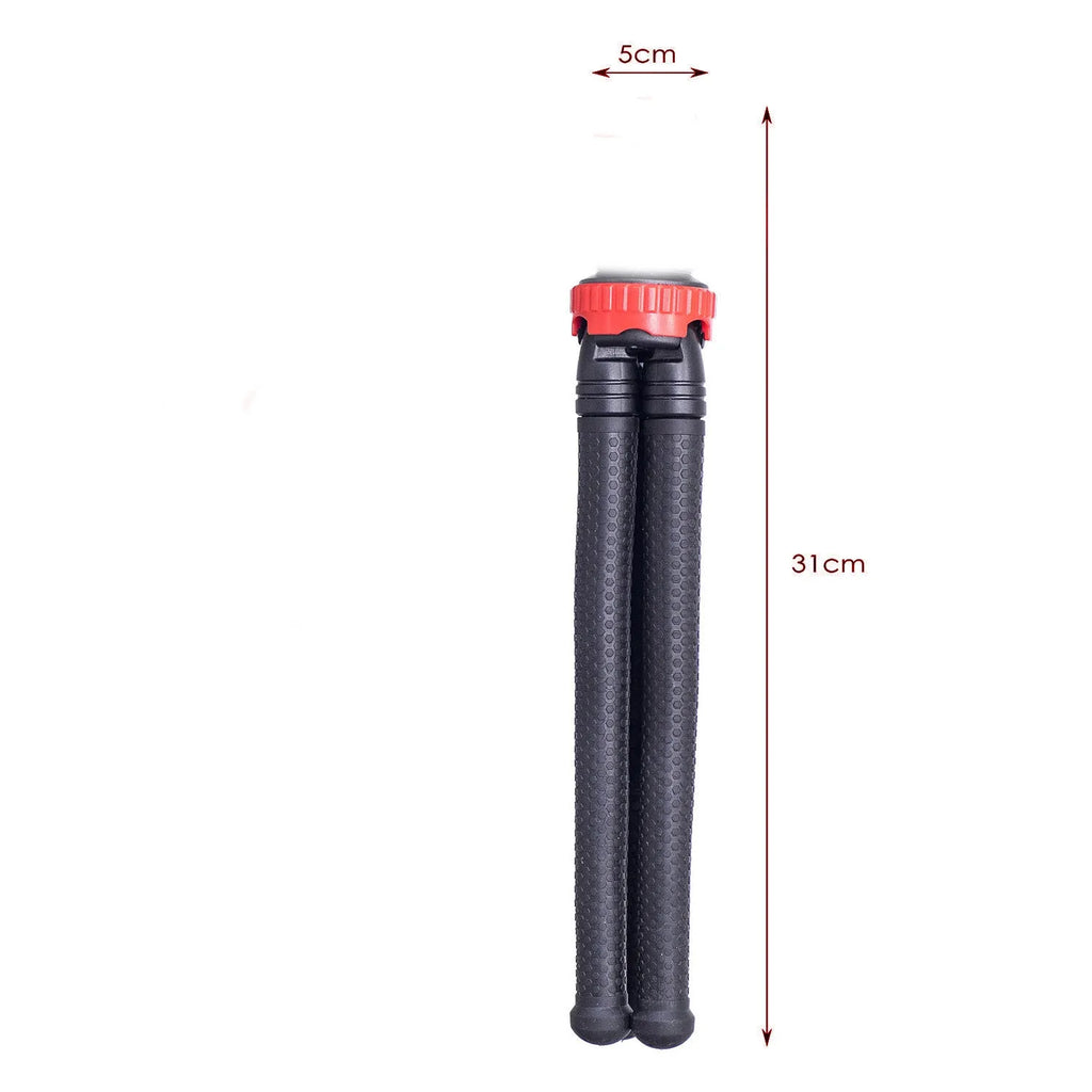 Black octopus tripod stand with flexible legs and a spherical gimbal head, shown extended to 30cm.
