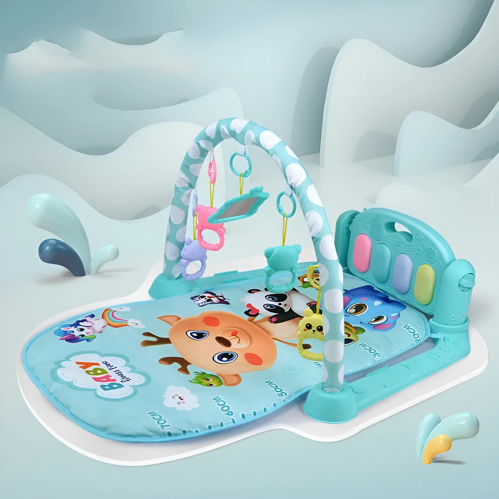 Baby fitness frame pedal piano toy with animal themes for infant developmental play