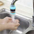 Wheat rice stone magnetized tap water filter for 16-19mm faucets in blue on kitchen tap