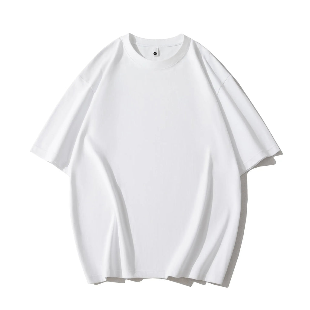 Cotton blend short sleeve pullover top in slim fit with collage stitching, available in multiple solid colours