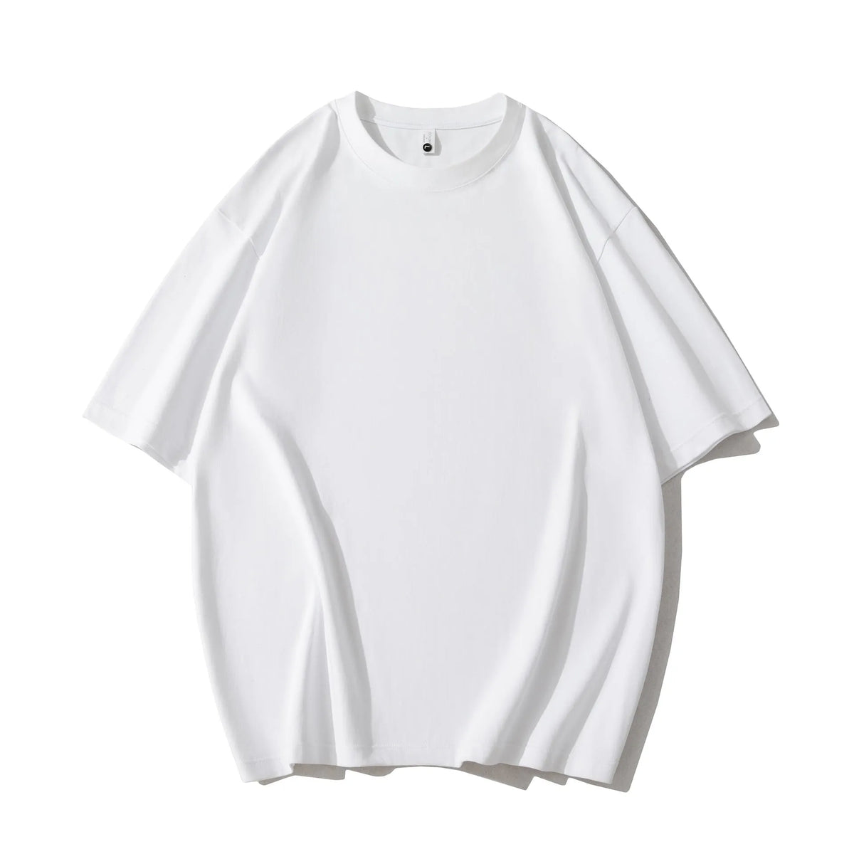 Cotton blend short sleeve pullover top in slim fit with collage stitching, available in multiple solid colours