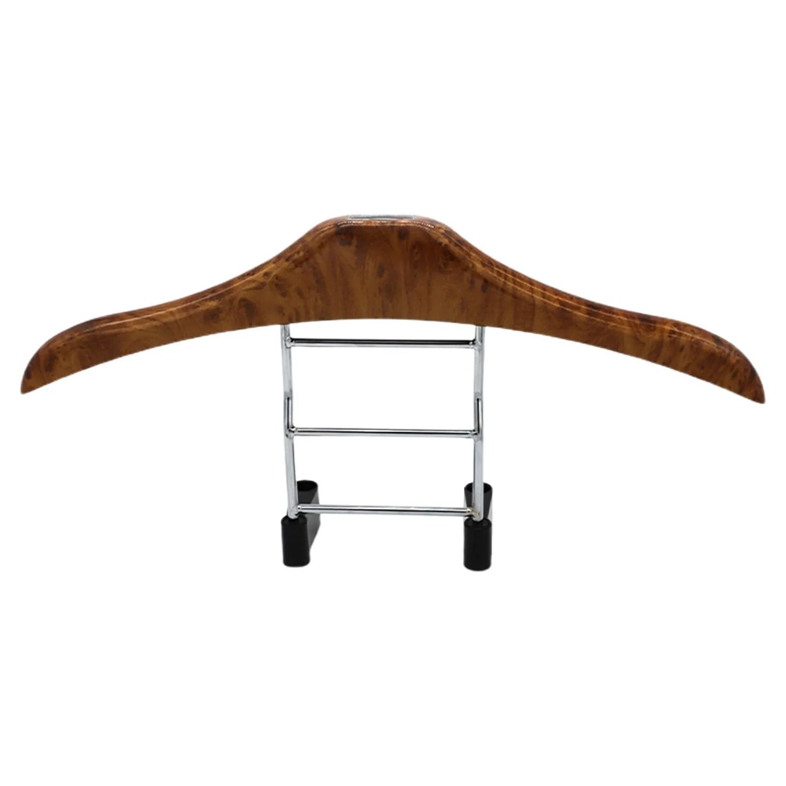 Wood yellow stainless steel car mounted clothes hanger measuring 46.5cm by 23cm