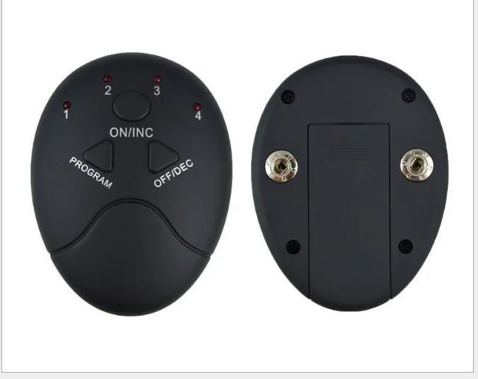 EMS muscle stimulator device with adhesive pads for abdominal toning and slimming