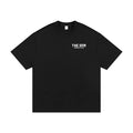 Men's black T-shirt with 3D digital printing pattern, loose fit design with short sleeves and round neck