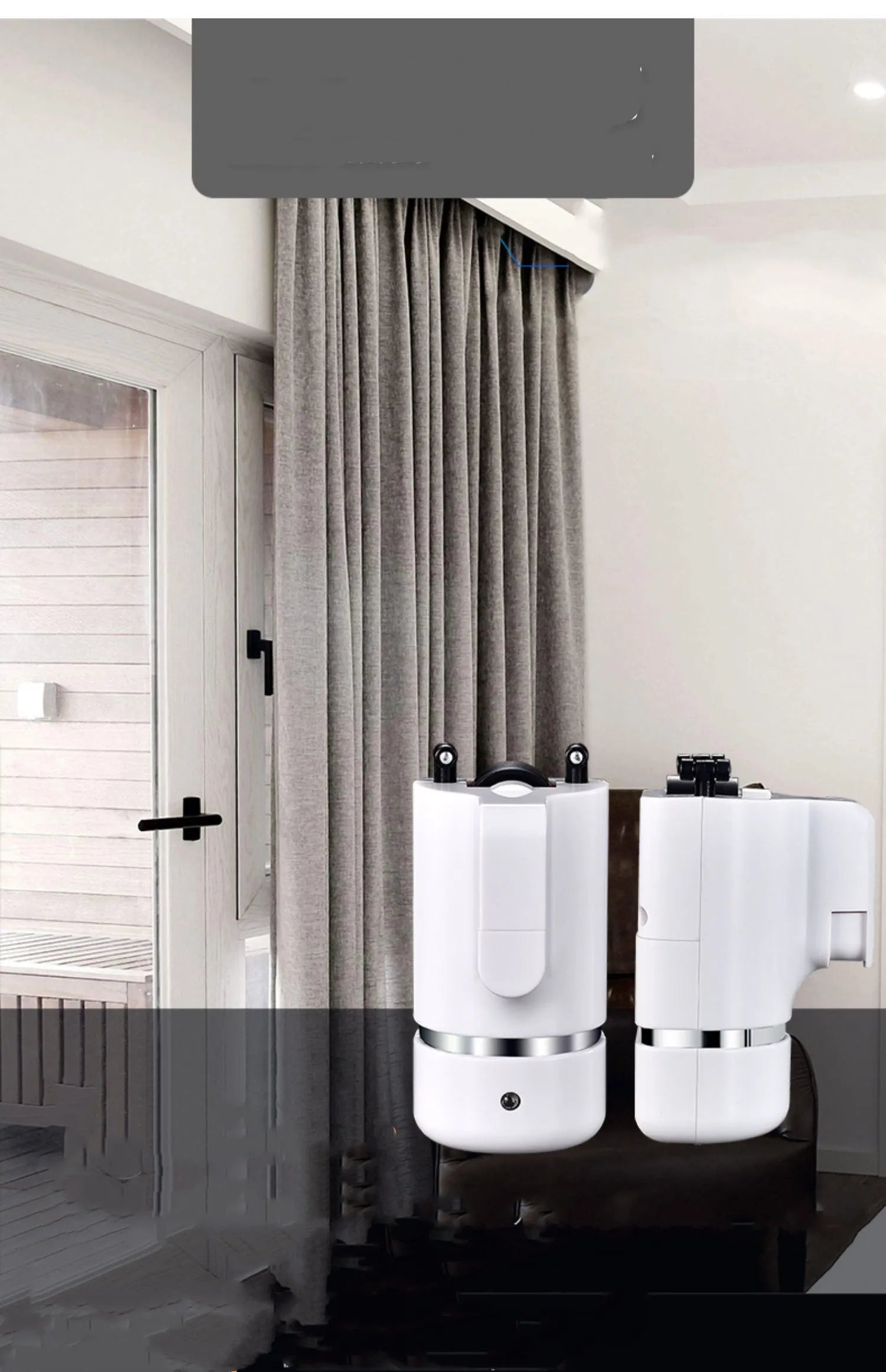 Motorised aluminium curtain track kit with remote control transmitter and silent pulley system for automated curtain operation
