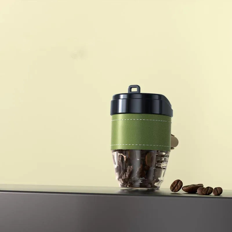 Coffee cup shaped car air freshener in solid fragrance format with plastic construction
