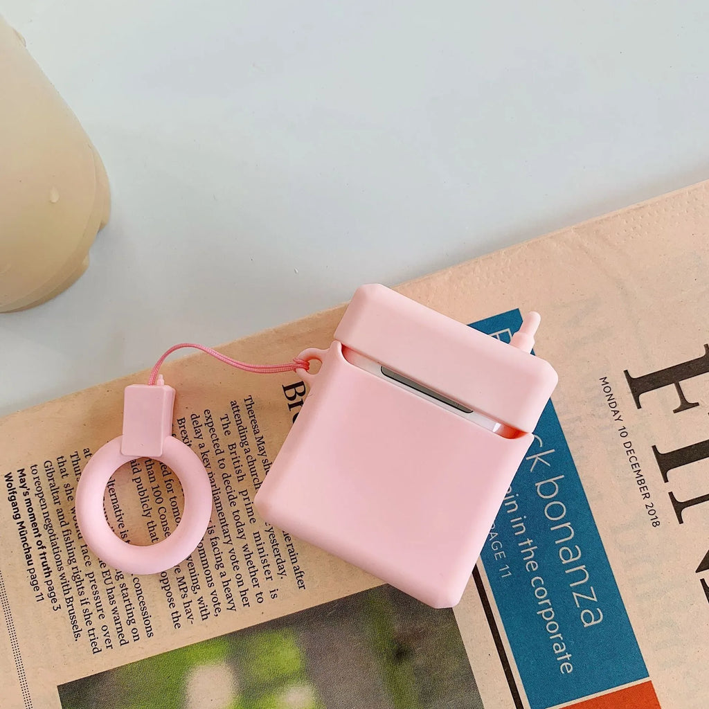 Silicone AirPods case for 1st and 2nd generation in pink or black, anti-knock cartoon cover