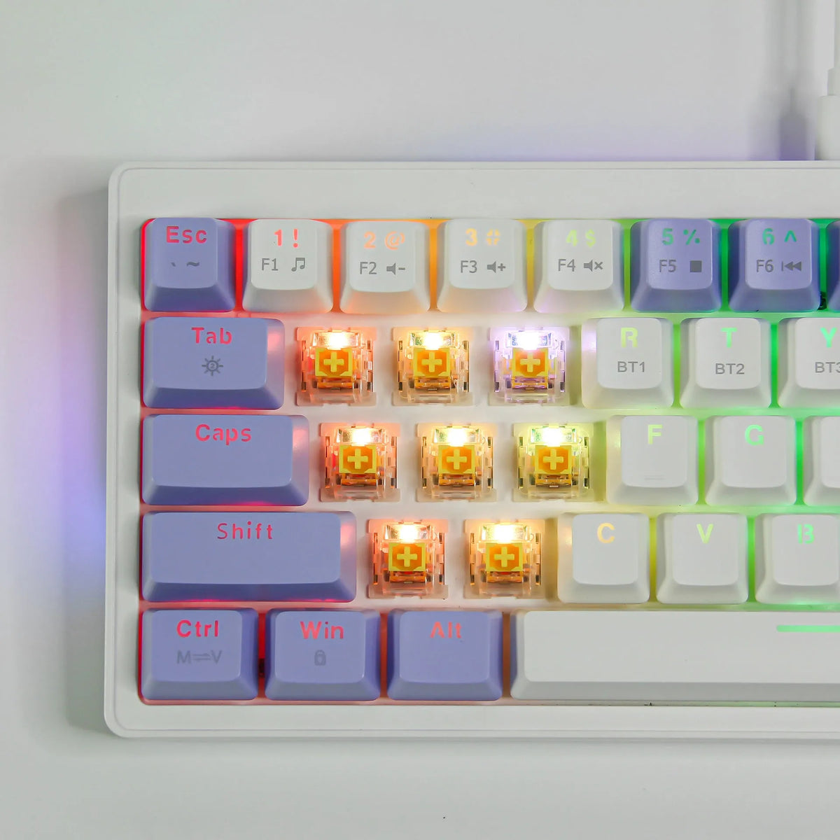 Amazon 63 custom three-model mechanical keyboard in cream grey with wired USB cable and included pullers