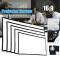 White foldable 16:9 projector screen in 60-150 inch sizes with hooks and 360 x 260mm packing size