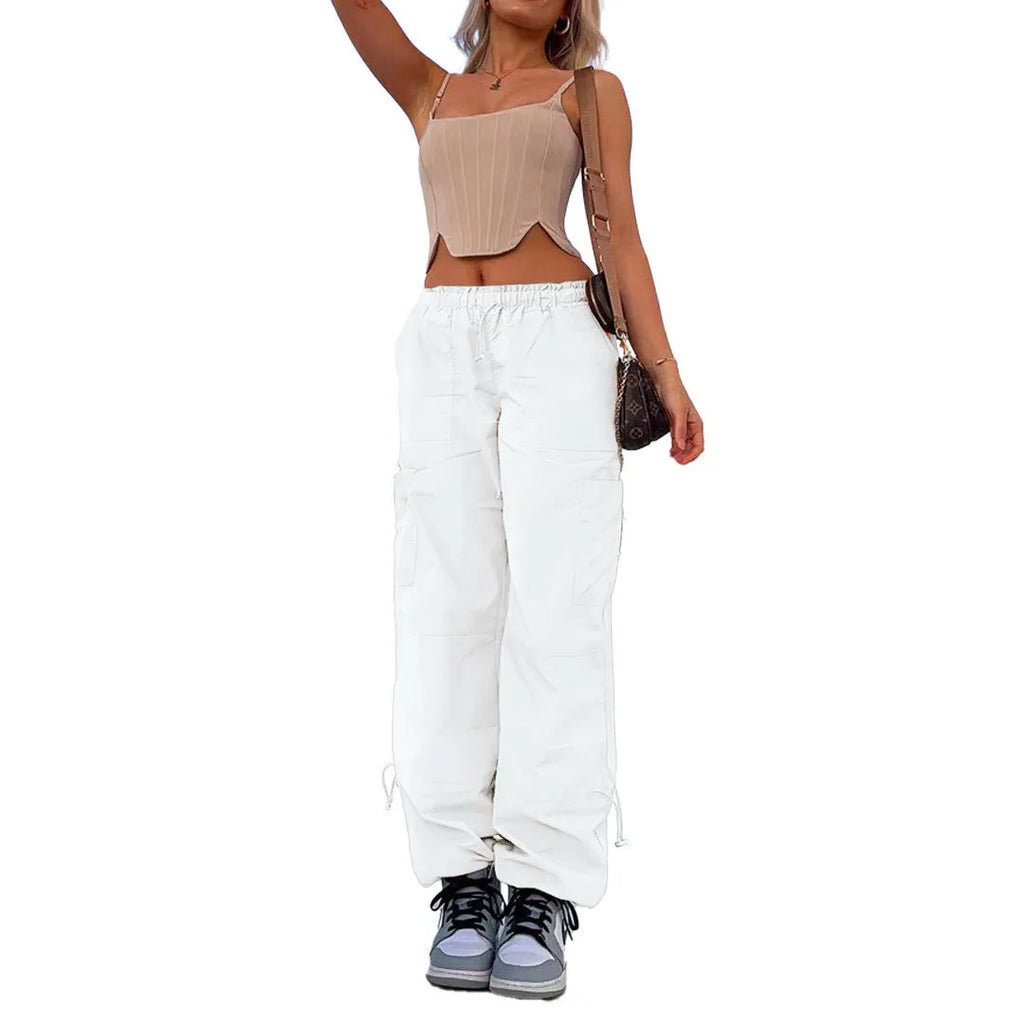 Straight-leg cargo casual pants with multiple pockets in various colour options
