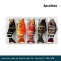 Multi-section metal plastic submerged simulation fishing lure in a 5-piece box