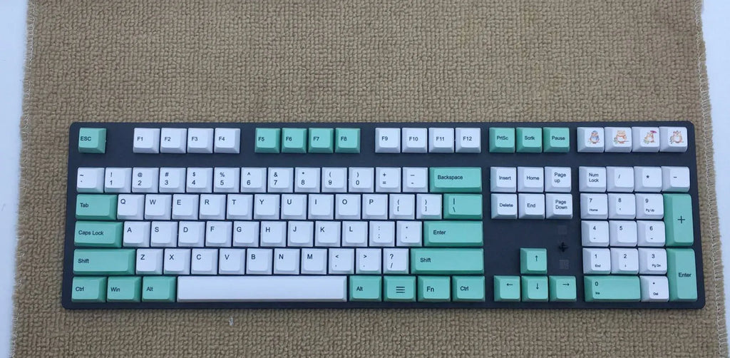 PBT sublimation keycaps showing Japanese, Russian and Korean characters for mechanical keyboards