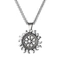 Men's stainless steel necklace with electroplated silver alloy pendant showing six gothic design options