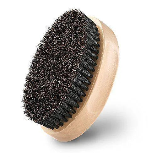 Natural boar bristle beard brush for men 11.3cm grooming tool black