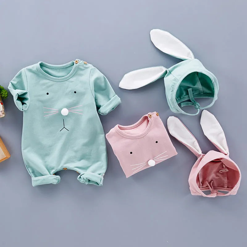 Newborn baby cotton bodysuit in green with thin fabric construction size 66cm