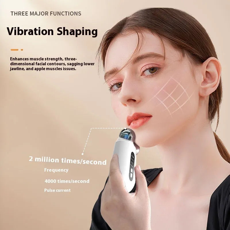 Micro-current beauty instrument facial care device in white and green with ABS alloy plating and 400mAh battery