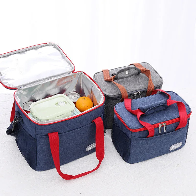 Insulated crossbody picnic bag with shoulder strap in Oxford cloth showing colour options