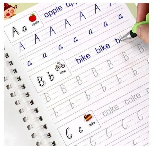 Hard cover magic practice writing book with pen refills and disappearing ink for handwriting