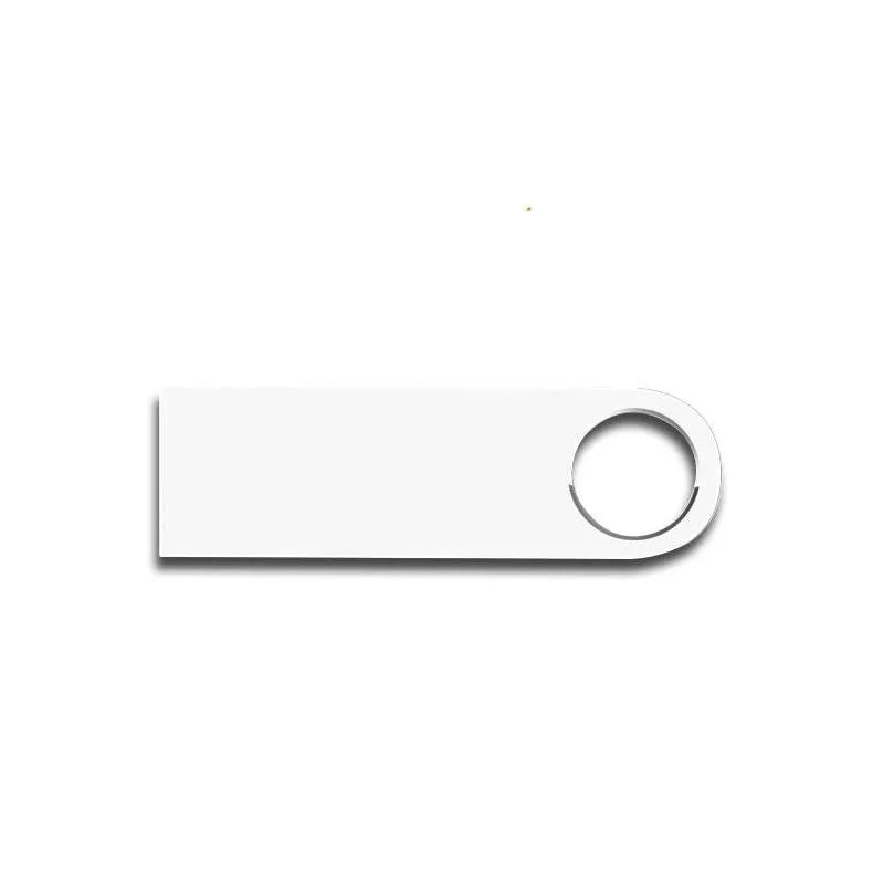Gold metal USB 2.0 flash drive with compact rectangular shape on light background