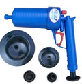 Plastic high-pressure drain blaster gun with four different size adaptor suckers for unblocking pipes