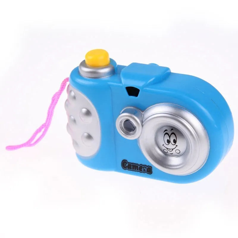 Kids plastic projection camera toy showing animal images with sliding lens cap