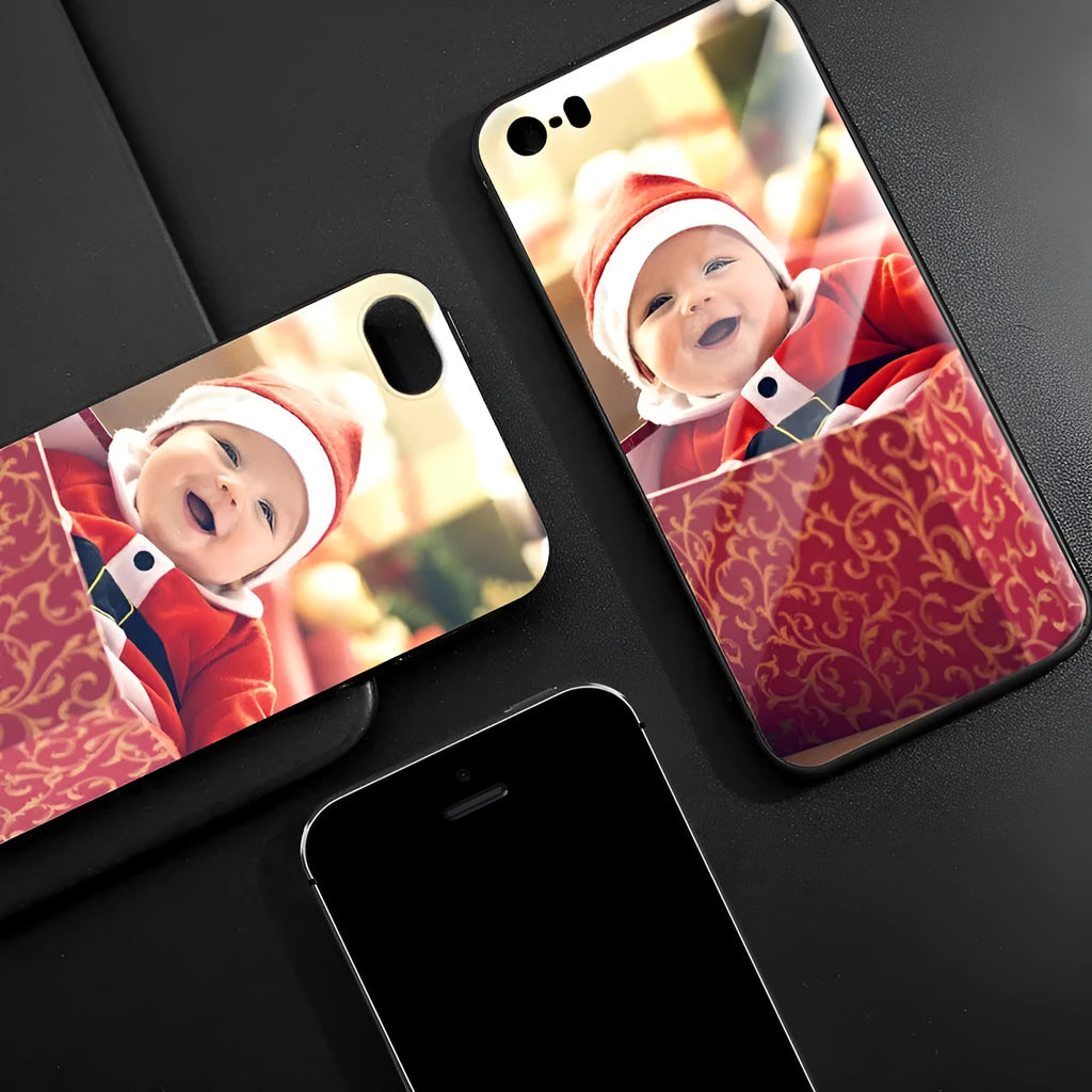 Custom patterned ultra-thin protective case for Apple iPhone models with raised camera and screen edges.