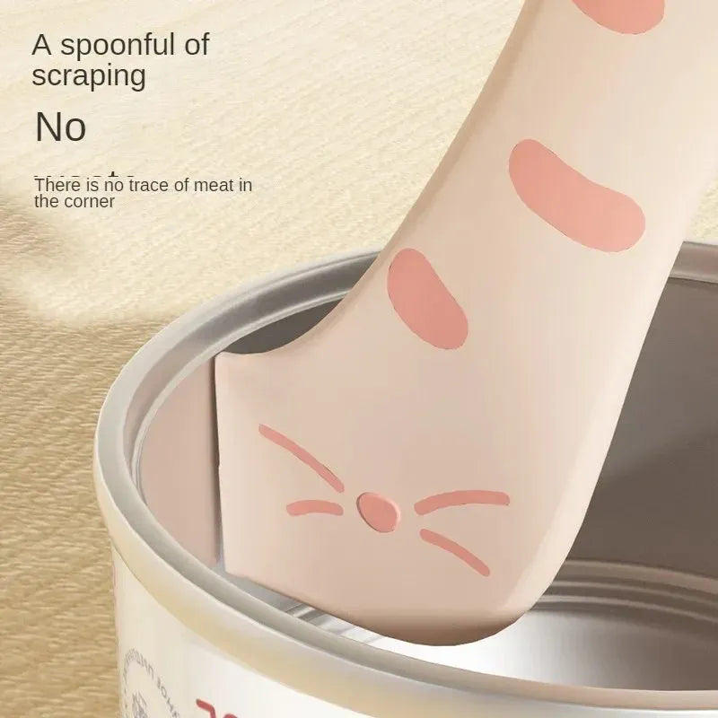 Silicone pet food can sealing lid and multifunctional spoon set in grey pink yellow colours