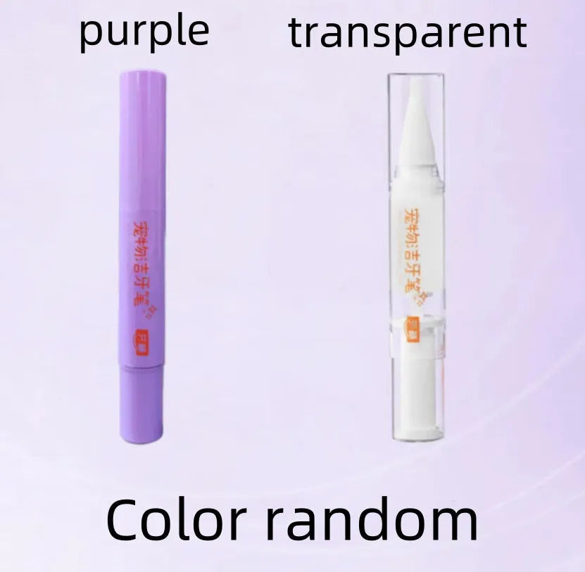 White and blue pet toothbrush pen for dog and cat teeth cleaning with 5ml gel.