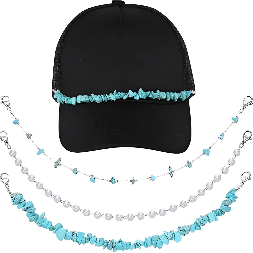 Turquoise pearl Cuban fishbone chain on alloy with electroplated finish in European American style