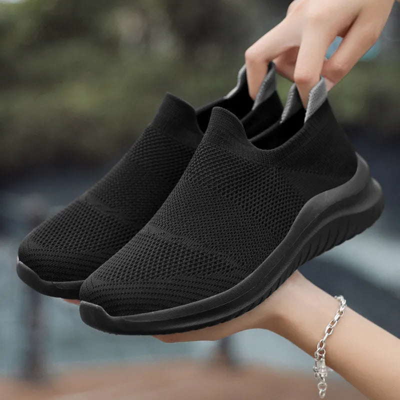 Women's woven mesh low-top casual sneakers in khaki with flat heel and round toe