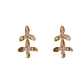 Women's real gold plated copper petal tassel earrings with metal diamond fringe in simple flower shape