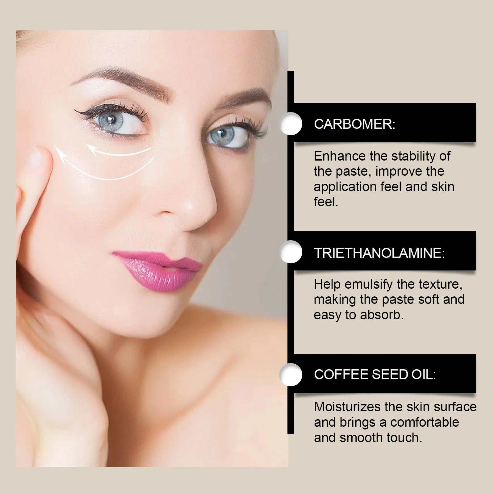 Moisturising and skin lightening facial cream mask measuring 5.1cm by 3.9cm