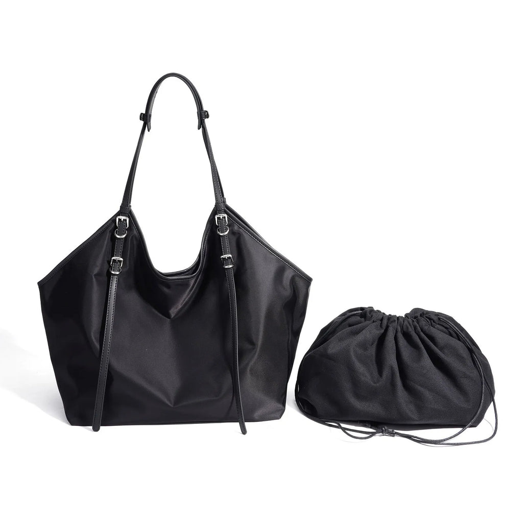 Denim women's patchwork casual crossbody bag shell shape black colour with inner pocket