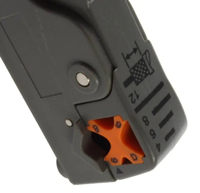 Rotary coax coaxial cable cutter tool stripper in black, 97mm height, made of high impact material