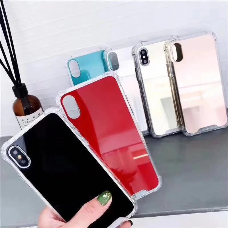 Mirror TPU protective iPhone case shown in multiple colour options