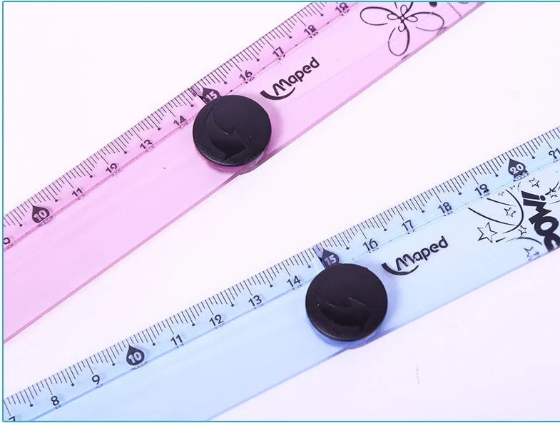 30cm folding ruler with rotary mechanism in blue colour, showing widened resin segments