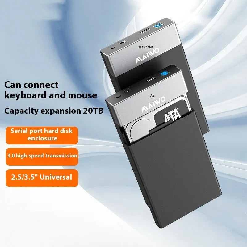 3.5 inch USB SATA hard disk enclosure with slide cover in black and silver colour