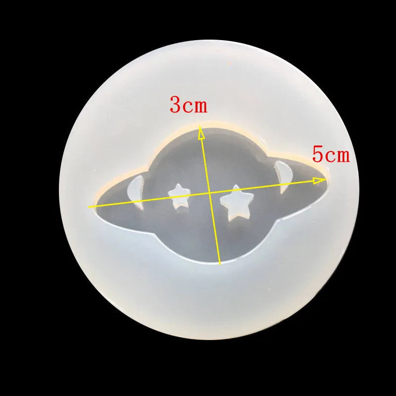 Silicone mould for epoxy resin crafting showing full mirror planet shape design