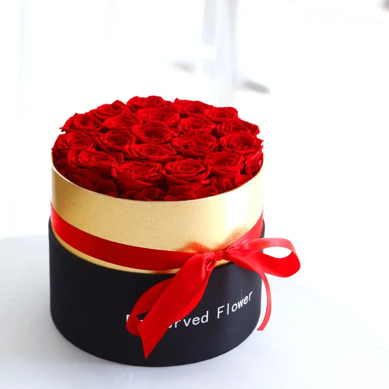 Eternal preserved real roses in a luxury presentation box, available in multiple sizes