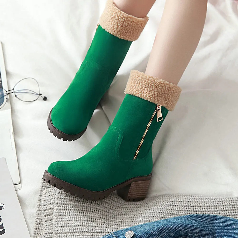 Pair of unisex winter snow boots with a rubber sole and plush lining in one of four available colours.