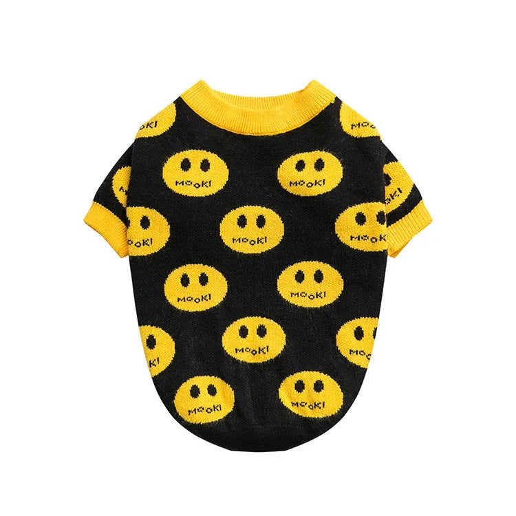 Black MK9 smile wool pet jumper for dogs and cats, sizes XXS to XXL, casual design
