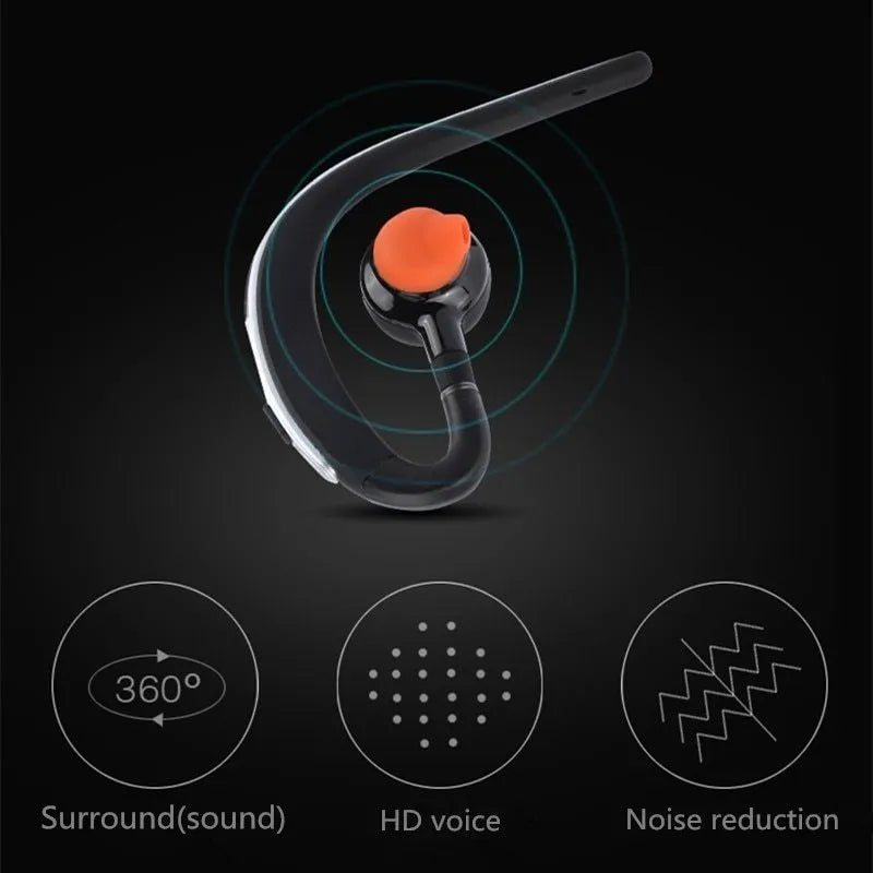 Handsfree Bluetooth headset with mic, adjustable earhook, CVC 6.0 noise cancelling, Gold or Silver colour option.