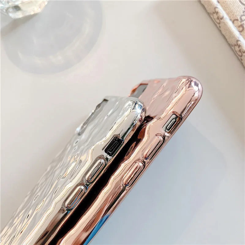 Folded rose gold electroplated TPU back cover case for an iPhone 15 Pro