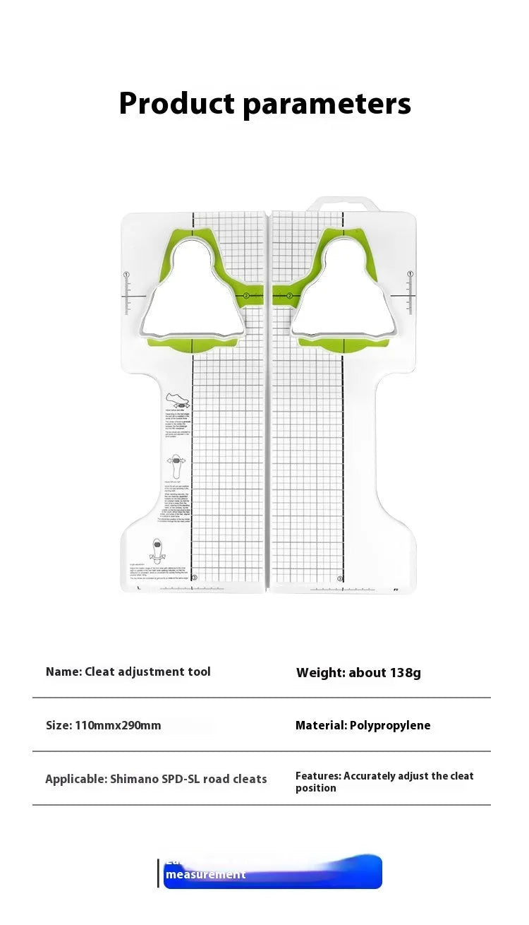 PP plastic locking plate adjustment tool for SPD-SL road cleats measuring 110mm by 290mm