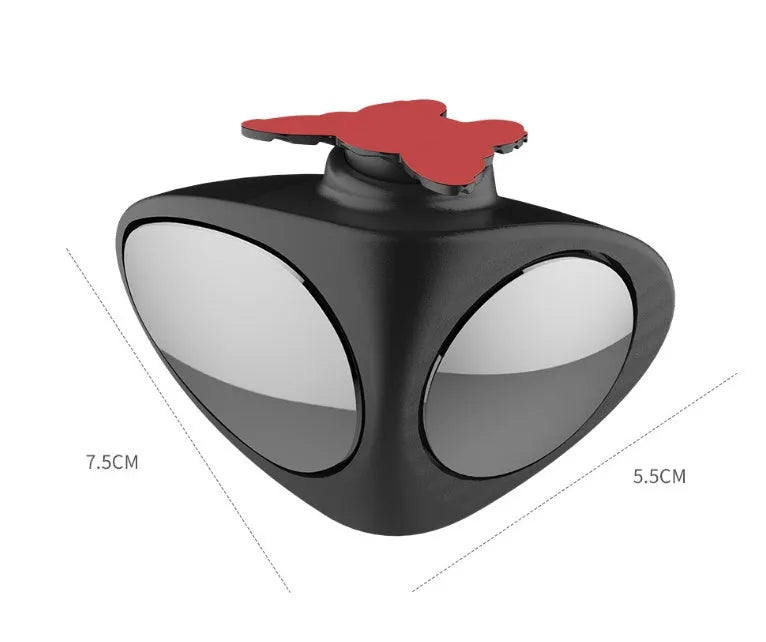 Double vision auxiliary car mirror triangle shape glass with ABS shell black or white