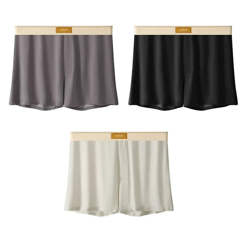 Men's solid colour ice silk underwear with loose fit and mid-waist design in multiple colour options