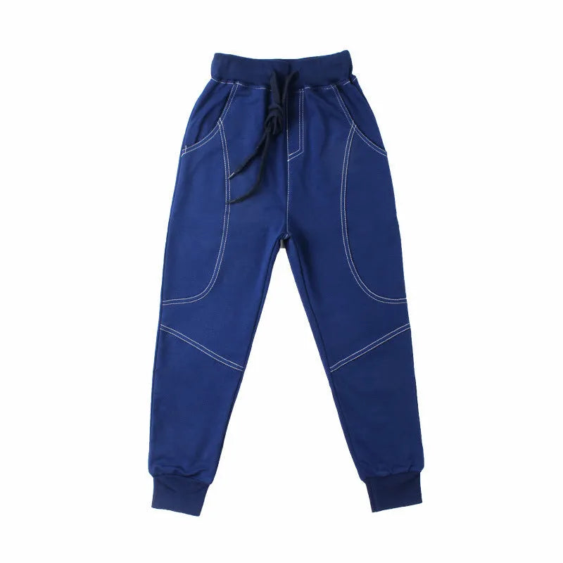 Boys Korean-style sports trousers in black elastic waist straight leg size 140cm