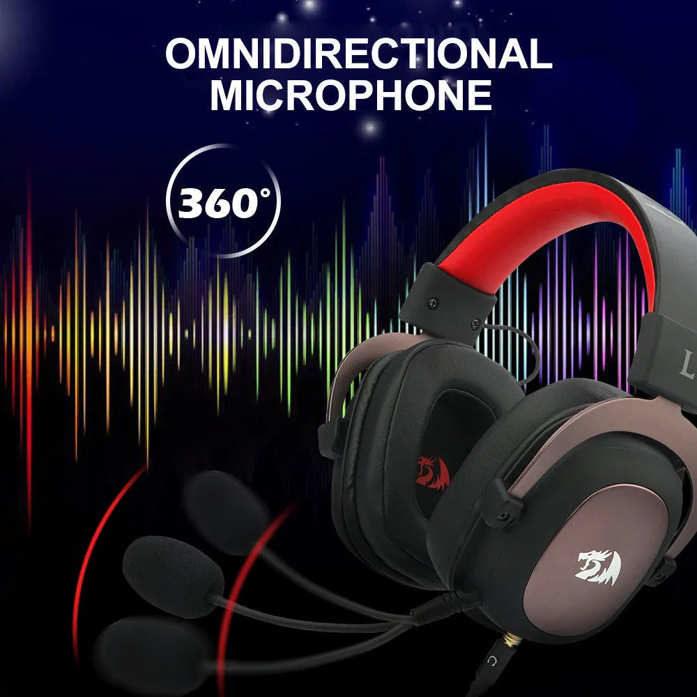 Black H710 gaming headphones with 7.1 USB, 50mm drivers, active noise reduction, and 2m braided cable