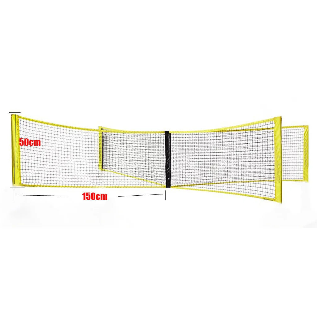 Black PE four sides standard volleyball net with rope and canvas hemming