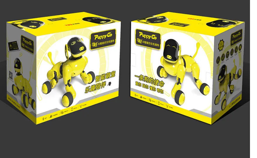 Interactive robot dog toy with ABS body, voice touch APP control, and Bluetooth connection